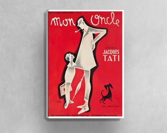 Mon Oncle (1958) Poster Print Canvas, French Poster, Film Poster in France, Vintage Poster, Film Advertising Poster, Canvas Wall art