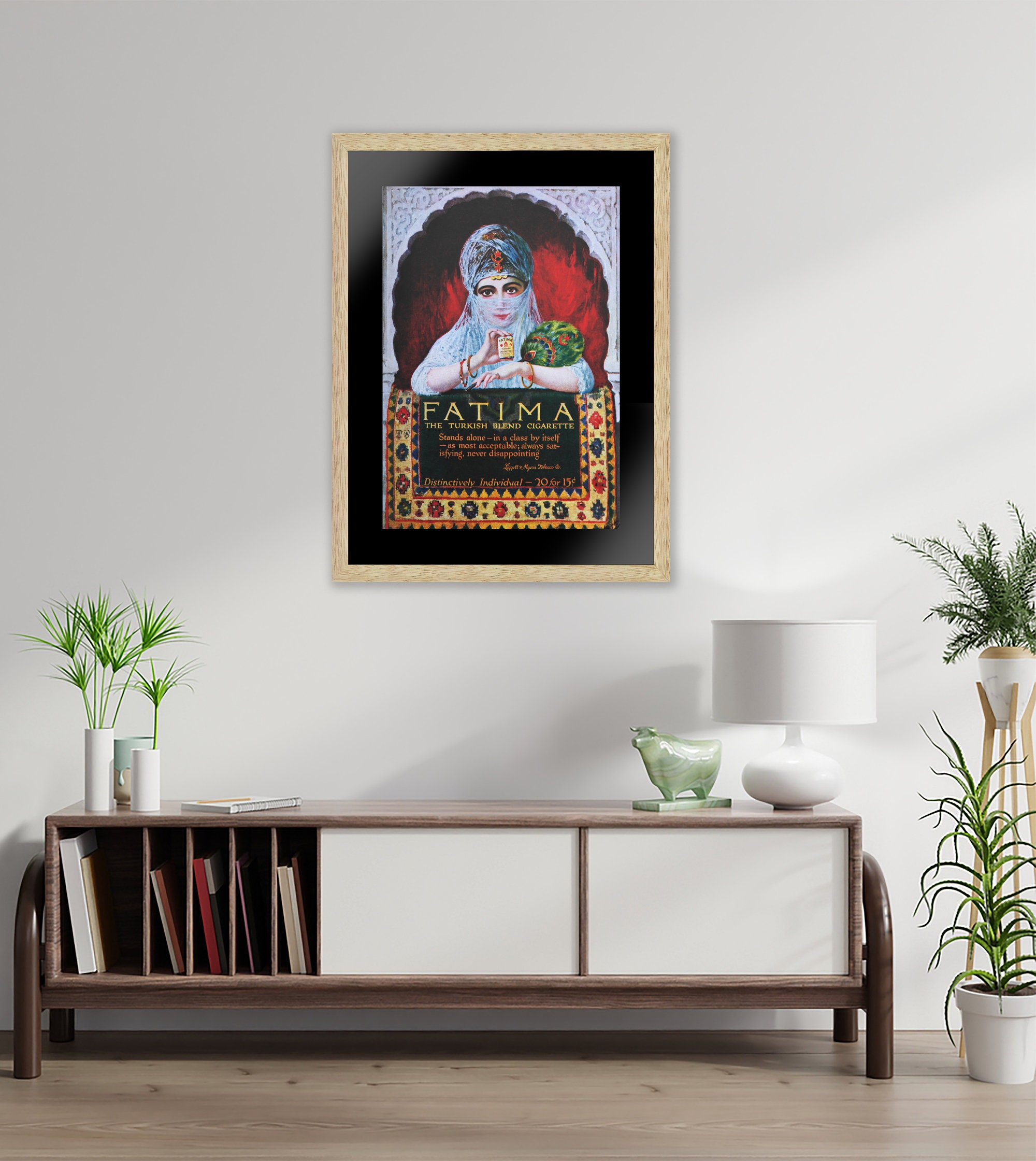 fatima turkish cigarettes poster 110: IN ORIGINAL FRAME 1952 vintage original full size