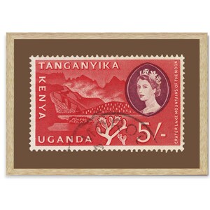 Impresión en lienzo enmarcada con sellos de la República de Tanganyika, sellos de África antiguos, sellos de Kenia, sellos de Uganda, impresiones de carteles de viajes