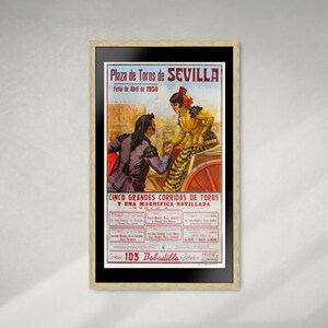 Plaza De Toros De Sevilla Vintage Fine Art Print Poster, Lithograph, Vintage Advertisement, Wall Hangings, Home Decor, Gift ideas