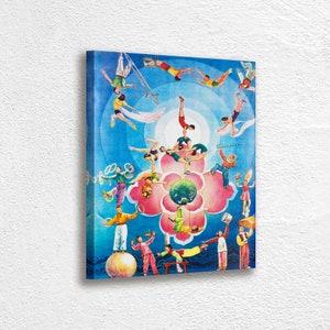 Chinese Acrobatics Canvas Print: Vintage National Games Art Poster