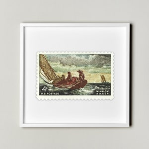 Winslow Homer Briefmarke Poster gerahmt schwebend , Vintage US Briefmarke, Vintage Amerikanischer Stempel, Amerikanische Wandkunst Dekoration