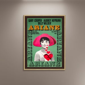 Audrey Hepburn in Ariane Film Poster Druck gerahmte Leinwand, Love in the Afternoon Poster, Werbeposter, deutsches Poster, Geschenk Leinwand
