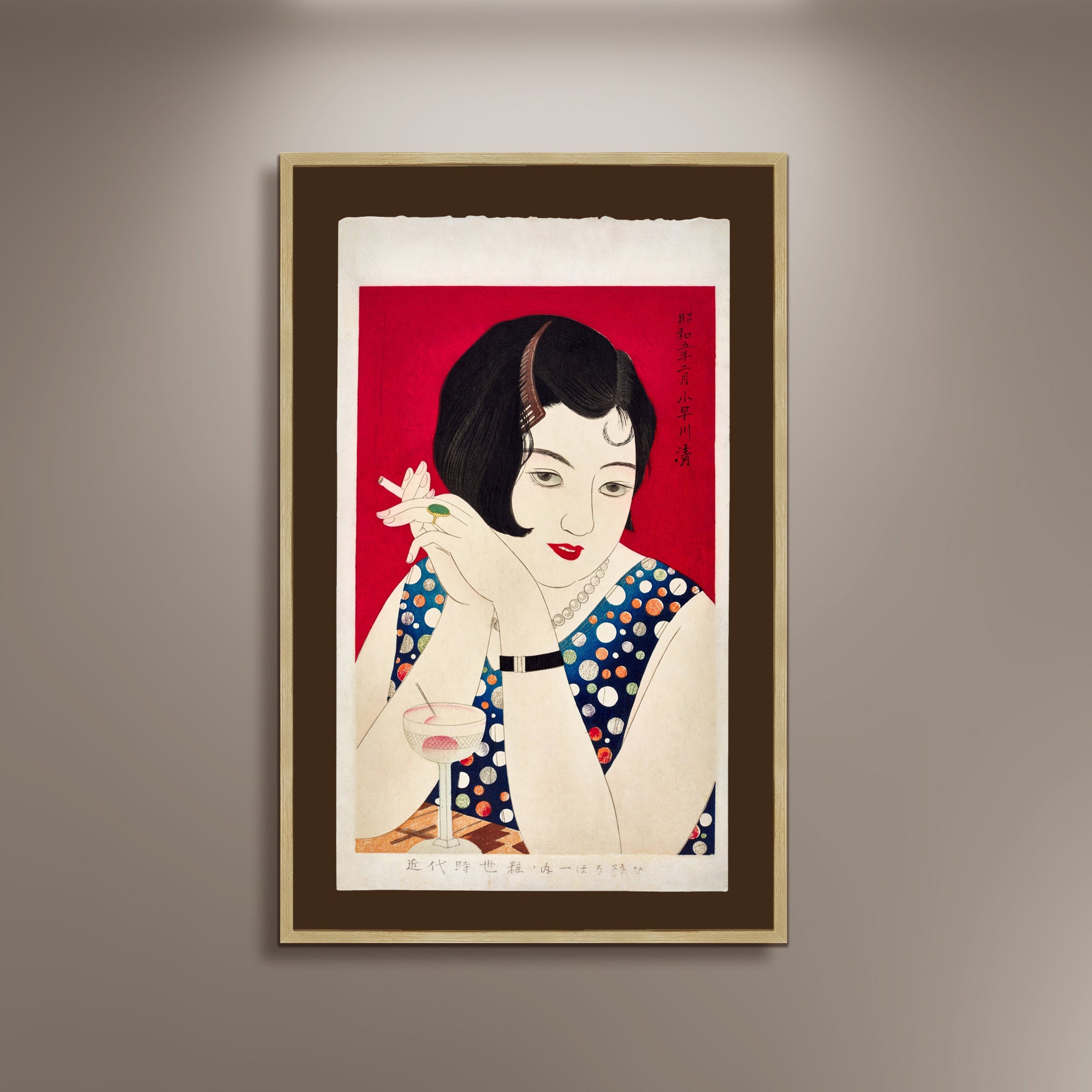 絵画　額付き　kiyosi.k　43×53 Kiyoshi Kobayakawa Japanese Art Deco Poster: Framed Canvas Print