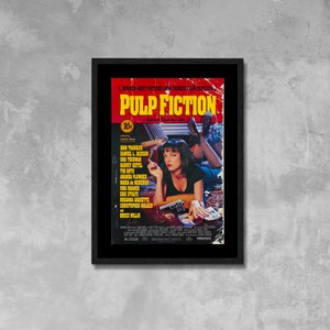Pulp Fiction, klassisches Vintage Plakat, 80er Filmplakat gerahmt Leinwanddruck, Filmplakat, Werbeplakat, Leinwand Wandkunst