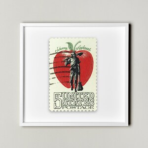 Póster enmarcado flotante con sello postal de 5 c de Johnny Appleseed, decoración de pared con franqueo postal de Estados Unidos