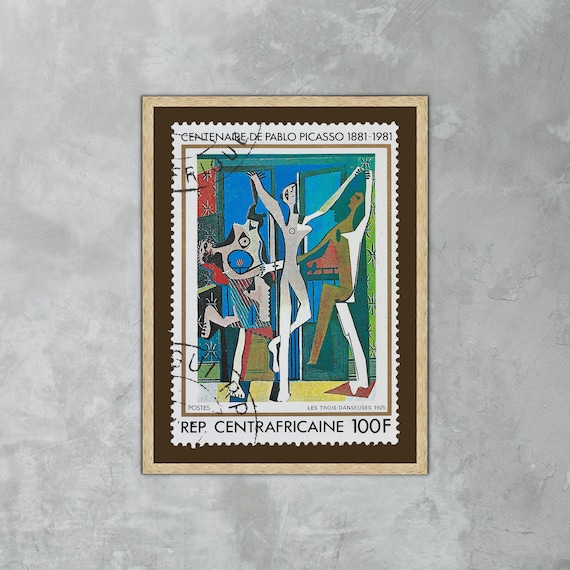 ピカソ「三人の踊り子」切手アートポスター：ヴィンテージトラベル