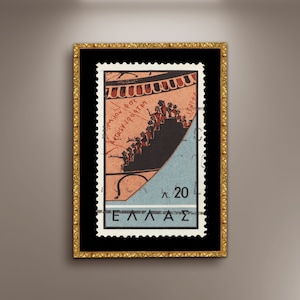 Público, jarrón 580, teatro griego antiguo, carteles de sellos postales griegos, impresión en lienzo enmarcado, póster de sellos de Grecia, publicidad, sello de regalo