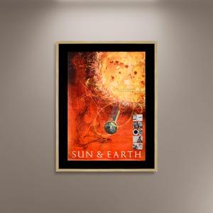 Póster impreso en lienzo enmarcado de El sol y la tierra de la Academia Nacional de Ciencias, póster de Herbert Danska, póster publicitario, arte de pared en lienzo de regalo