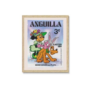 Minnie Mouse en Pluto stempel print canvas, Anguilla Stamps, cartoon muurkunst, canvas decor