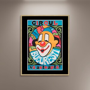 Rumänischer Zirkus Poster, gerahmte Leinwand, Retro Werbeplakat, Dan Cioca, Vintage Poster, Wandkunst, Geschenkleinwand, Leinwand Kunst