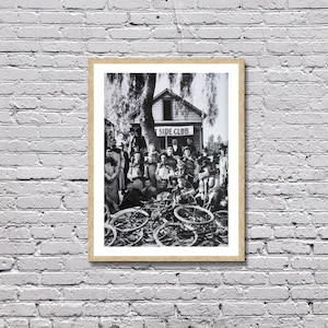 Bicicletas na área de Los Angeles, Impressão em tela emoldurada com pôster de foto vintage, Fotos de Los Angeles, Ciclovia da Califórnia, Pôster vintage, cidade velha