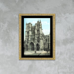 Cathédrale Notre-Dame d'Amiens Vintage Foto Poster Exklusiv gerahmt Leinwanddruck, Frankreich Reise, Poster Postkarte, Reiseposter, Geschenk