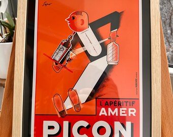 Amer Picon Vintage Framed Canvas Print: Retro French Advertising