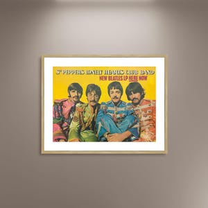 Póster de The Beatles, Sgt. Pepper's Lonely Hearts Club Band, impresión en lienzo enmarcada, póster de película, póster publicitario vintage