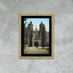 Póster fotográfico vintage de Dijon, catedral Daint Denigne, Francia, impresión exclusiva en lienzo enmarcado, viajes a Francia, póster de postal, póster de viaje