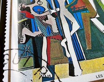 ピカソ「三人の踊り子」切手アートポスター：ヴィンテージトラベル