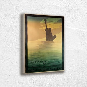 Die Freiheitsstatue, ein französisches Werbeplakat aus dem frühen 20. Jahrhundert aus dem Ersten Weltkrieg, Druck Leinwand, moderne Kunst, Wandkunst-Dekor Leinwand