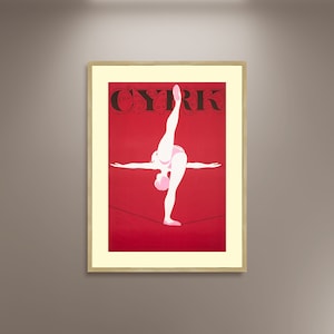Cyrk Polish Woman on Tightrope Circus Poster Stampa su tela incorniciata, Poster pubblicitario retrò, Poster vintage, Arte murale, Tela regalo