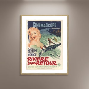 Fluss ohne Wiederkehr Film Poster Druck gerahmte Leinwand, Marilyn Monroe Vintage Plakat, Filmplakat, Werbeplakat, Wandkunst, Geschenk