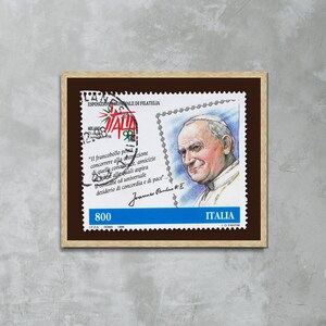 Sello postal del Papa Juan Pablo II, sello de Italia, Polonia, franqueo de arte, catolicismo, póster vintage, impresiones de pósteres de viajes, arte de pared en lienzo, regalo