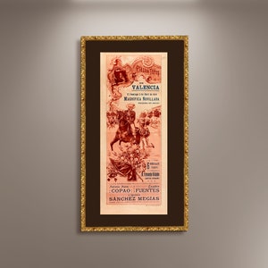 1914 Spanish Bullfighting Poster Vintage Fine Art Print Canvas, Plaza De Toro, Valencia, Magnifica Novillada, Spanish Posters, Matador