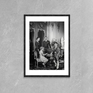 Queen Elizabeth II, the Duke of Edinburgh, King Charles III, and Princess Anne Photo Poster Framed Canvas Print, Canvas Wall Art