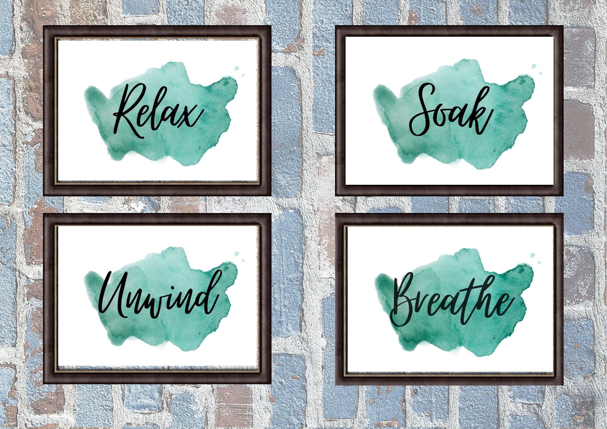 Bathroom Relax Soak Unwind Breathe Printable Wall Art Set Etsy