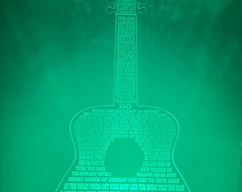 Turn The Page - Bob Seger Acrylic Guitar With Lyrics Multi-Colored LED Lamp Base