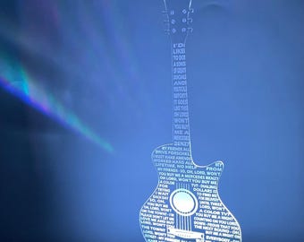 Mercedes Benz - Janis Joplin Acrylic Guitar With Lyrics Multi-Colored LED Lamp Base