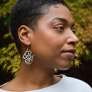 Leopard Beaded Dangle Earrings w/ 14kt Gold Filled Ear Wires