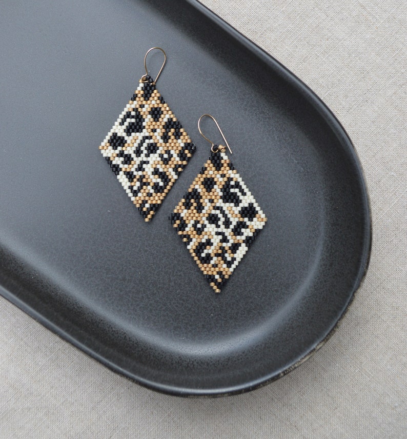 Leopard Beaded Dangle Earrings w/ 14kt Gold Filled Ear Wires image 9