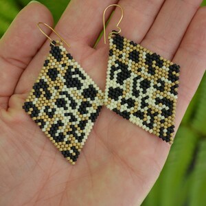 Leopard Beaded Dangle Earrings w/ 14kt Gold Filled Ear Wires image 6