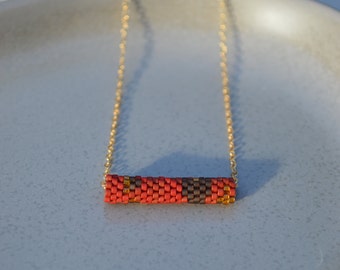Red Camo Beaded Barrel with 14kt Gold Filled Chain