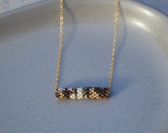 Chocolate Camo Beaded Barrel with 14kt Gold Filled Chain