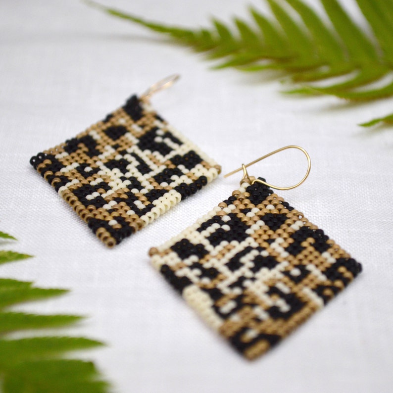 Leopard Beaded Dangle Earrings w/ 14kt Gold Filled Ear Wires image 4