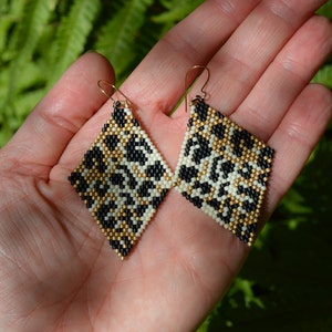 Leopard Beaded Dangle Earrings w/ 14kt Gold Filled Ear Wires image 7