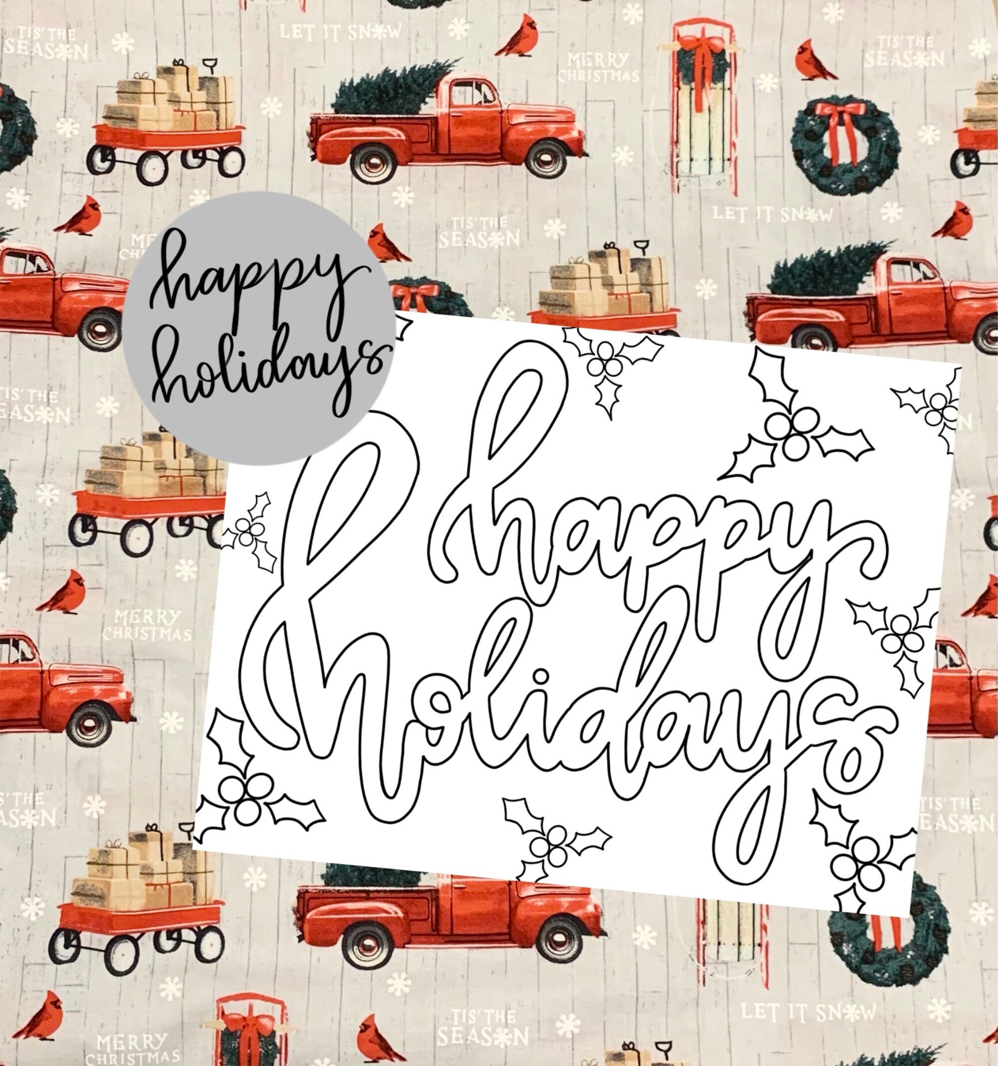 Happy Holidays Coloring Page printable coloring page Etsy
