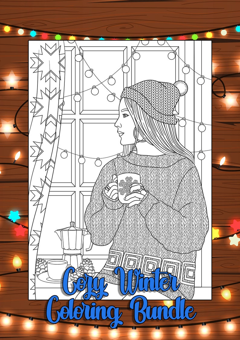 Cozy Winter Coloring Bundle Colouring for Adults PDF 3 Etsy