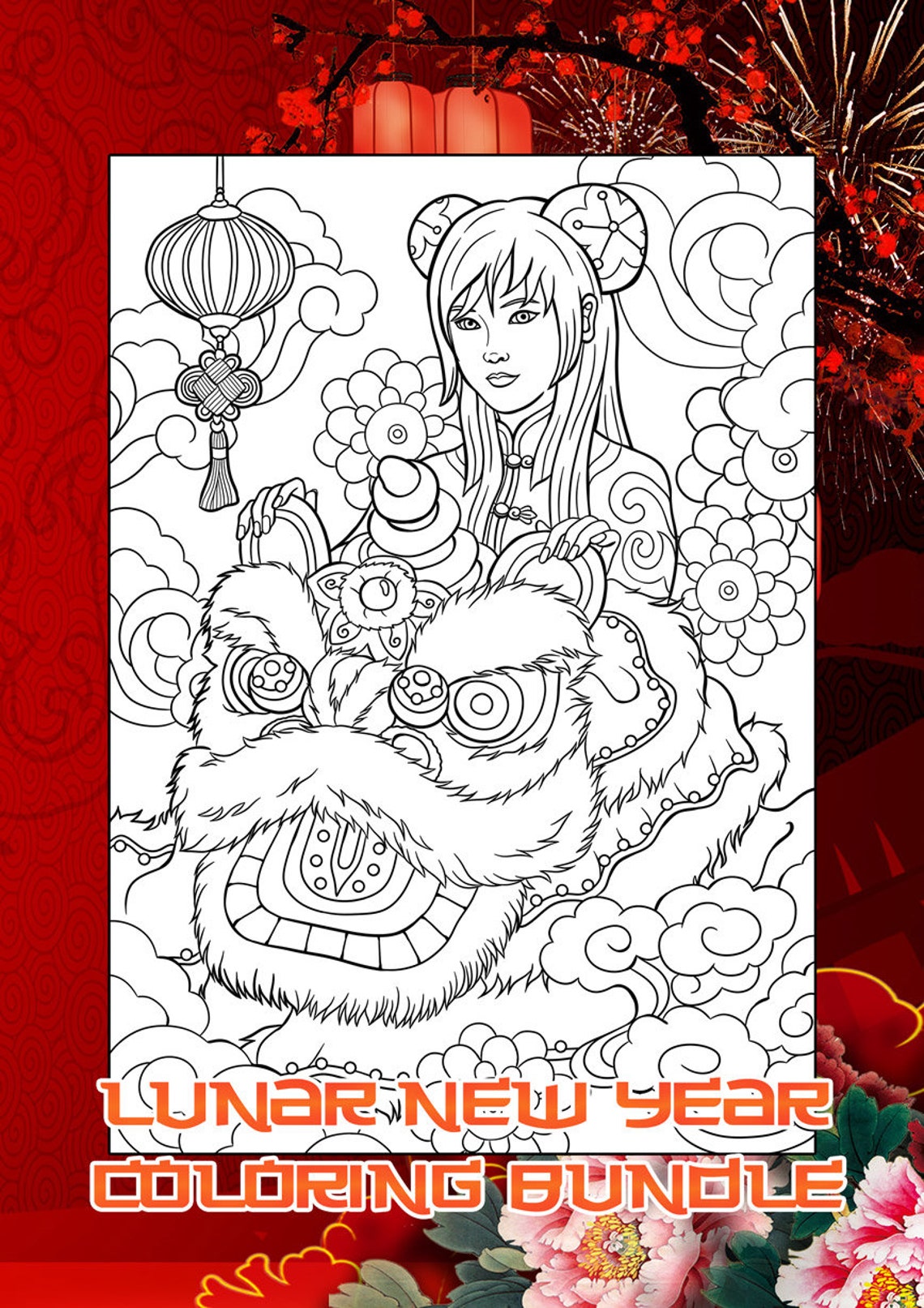 Lunar New Year Coloring Bundle Chinese New Year Colouring | Etsy