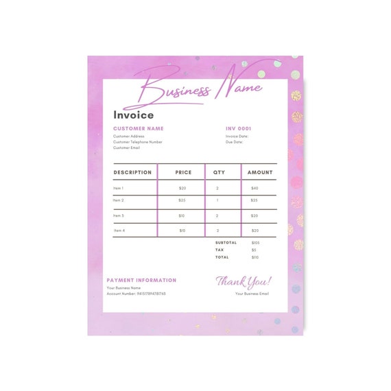 Invoice Template Editable Printable Invoice Business | Etsy