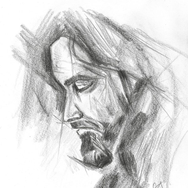 A Sketch of Christ. Christian Drawing. Minimalist Art.