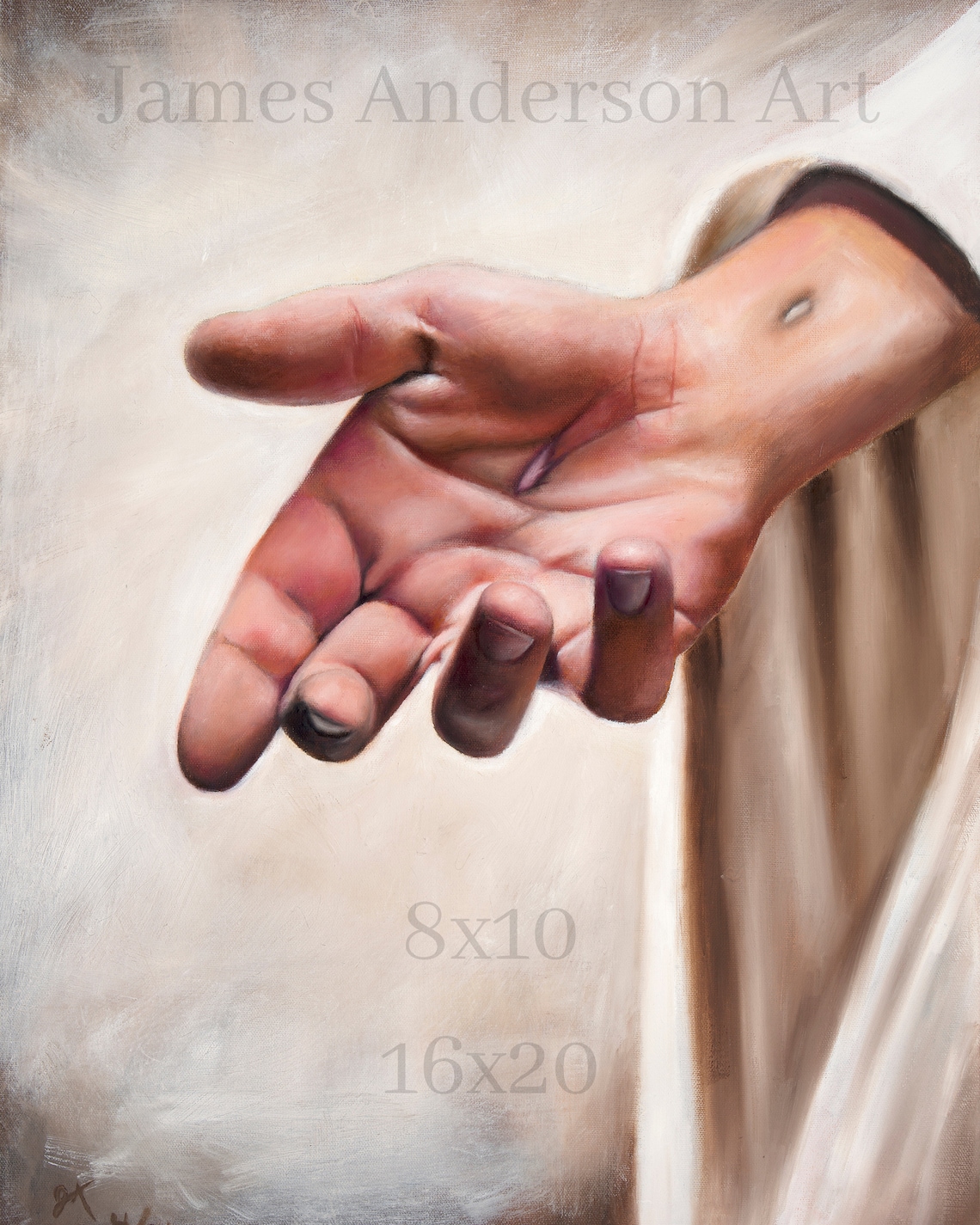 Reaching Out by James Anderson. Jesus Christ hand painting. Etsy