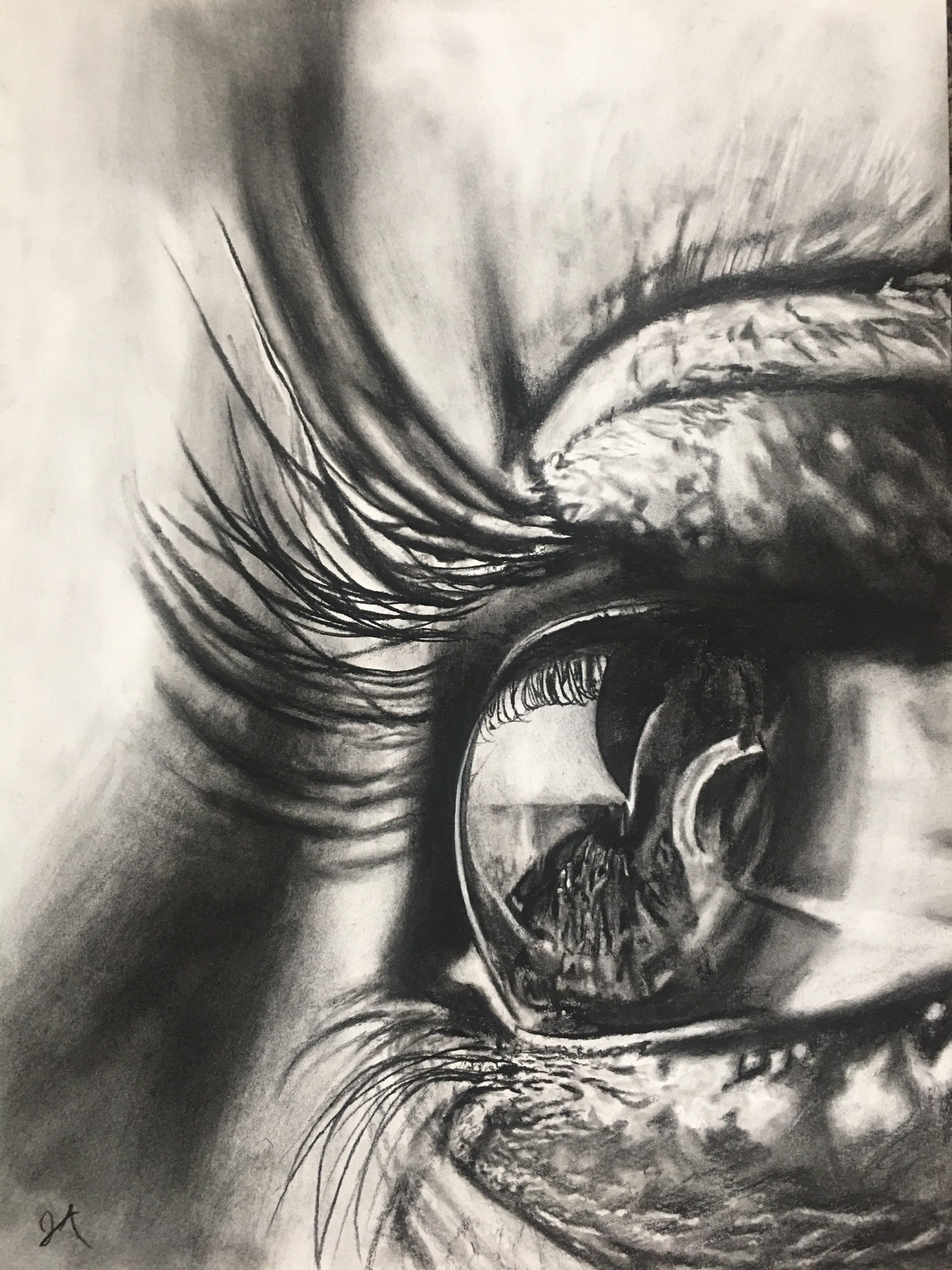 Eye drawing, black-white, charcoal Art Print by myartspace