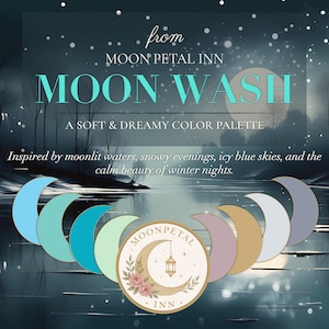 30 Colors | Moon Wash Color Palette | Soft Blue & Sage HEX Codes | Dreamy Neutral Branding Palette | Canva Procreate Photoshop ASE
