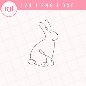 Lapin SVG, dessin au trait lapin de Pâques, une ligne SVG, Svg contour lapin, lapin découpé au Laser, Svg joyeuses Pâques,