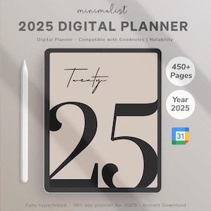 All In One Dated Digital Planner 2025, Daily, Weekly, Monthly Goodnotes, iPad Planner, Notability Planner, Digital Journal