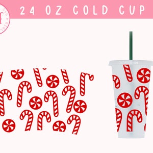 Candy Canes • 24oz Venti Cold Cup Cutfile, Svg File Digital Download
