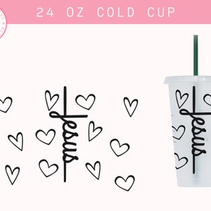 Jesus Cross Cold Cup SVG | Christian Svg Files for Cricut, 24 oz Venti Cold Cup Design, Religious Svg, Easter Print Full Wrap Svg, Png, Dxf