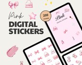 Pink Precropped Digital Stickers, Goodnotes Planner Stickers, Digital Planning, iPad Planner, Digital Sticker Book, PNG Stickers